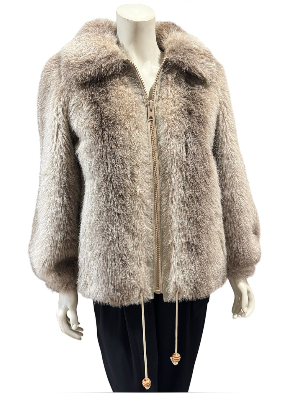 Cheyenne by Hillman Vintage 1960s Faux Fox Fur Zip Front Jacket